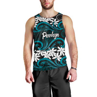 Personalised Cook Islands Penrhyn Atoll Men Tank Top Tiare Maori Polynesian Waves Tattoo LT14 - Polynesian Pride