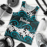 Personalised Cook Islands Penrhyn Atoll Men Tank Top Tiare Maori Polynesian Waves Tattoo LT14 - Polynesian Pride