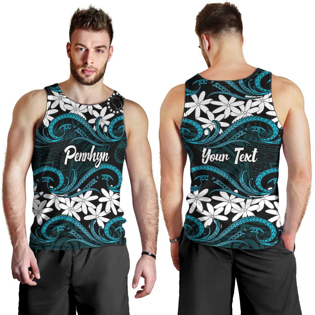 Personalised Cook Islands Penrhyn Atoll Men Tank Top Tiare Maori Polynesian Waves Tattoo LT14 - Polynesian Pride