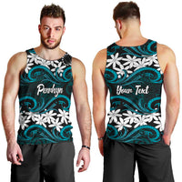 Personalised Cook Islands Penrhyn Atoll Men Tank Top Tiare Maori Polynesian Waves Tattoo LT14 - Polynesian Pride