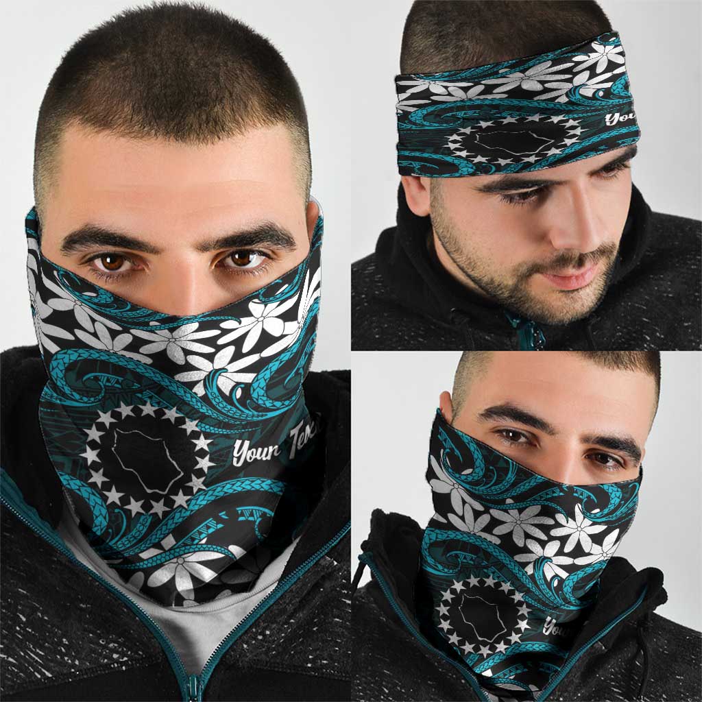 Personalised Cook Islands Penrhyn Atoll Neck Gaiter Tiare Maori Polynesian Waves Tattoo LT14 - Polynesian Pride