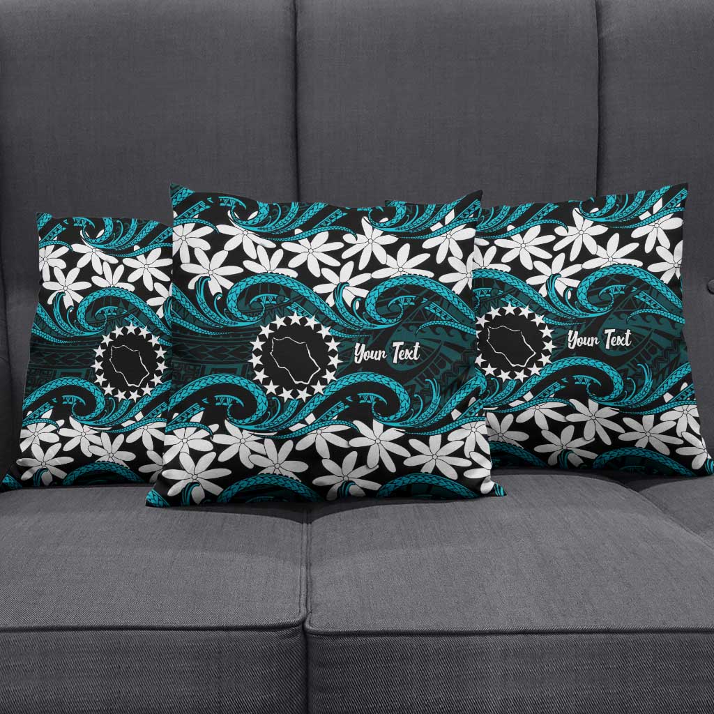 Personalised Cook Islands Penrhyn Atoll Pillow Cover Tiare Maori Polynesian Waves Tattoo LT14 - Polynesian Pride