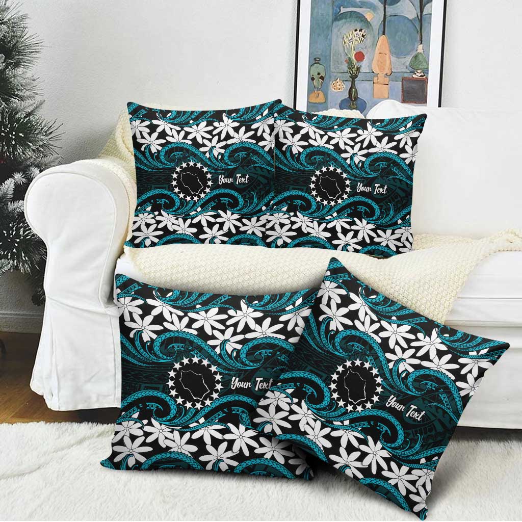 Personalised Cook Islands Penrhyn Atoll Pillow Cover Tiare Maori Polynesian Waves Tattoo LT14 - Polynesian Pride