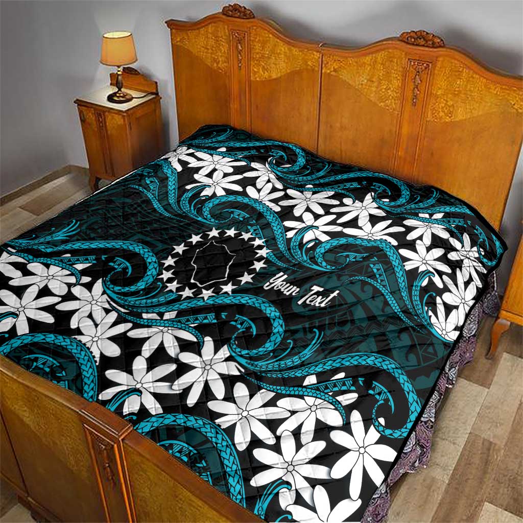 Personalised Cook Islands Penrhyn Atoll Quilt Tiare Maori Polynesian Waves Tattoo LT14 - Polynesian Pride