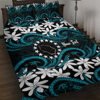 Personalised Cook Islands Penrhyn Atoll Quilt Bed Set Tiare Maori Polynesian Waves Tattoo LT14 Blue - Polynesian Pride