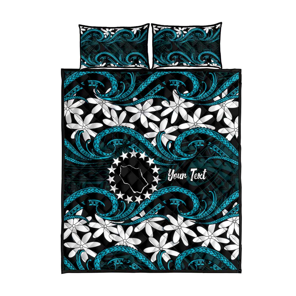 Personalised Cook Islands Penrhyn Atoll Quilt Bed Set Tiare Maori Polynesian Waves Tattoo LT14 - Polynesian Pride