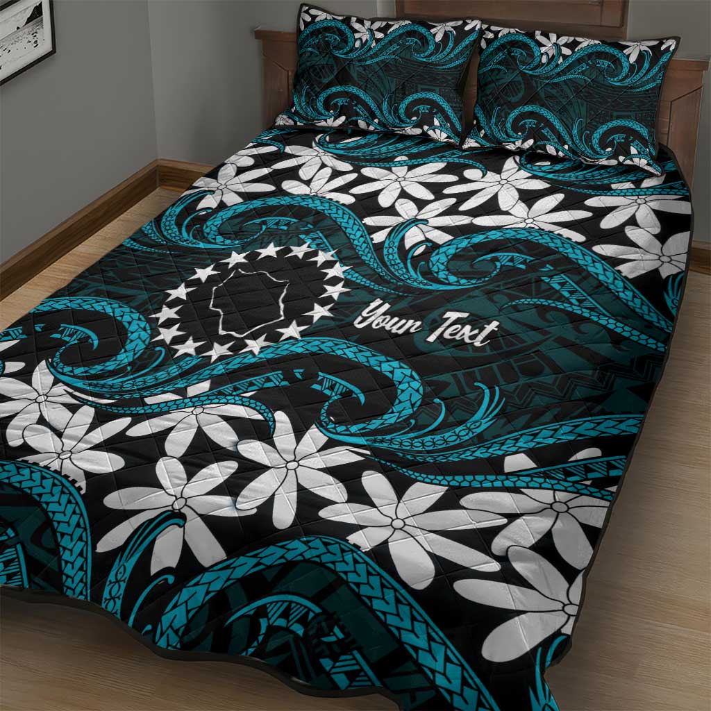 Personalised Cook Islands Penrhyn Atoll Quilt Bed Set Tiare Maori Polynesian Waves Tattoo LT14 - Polynesian Pride