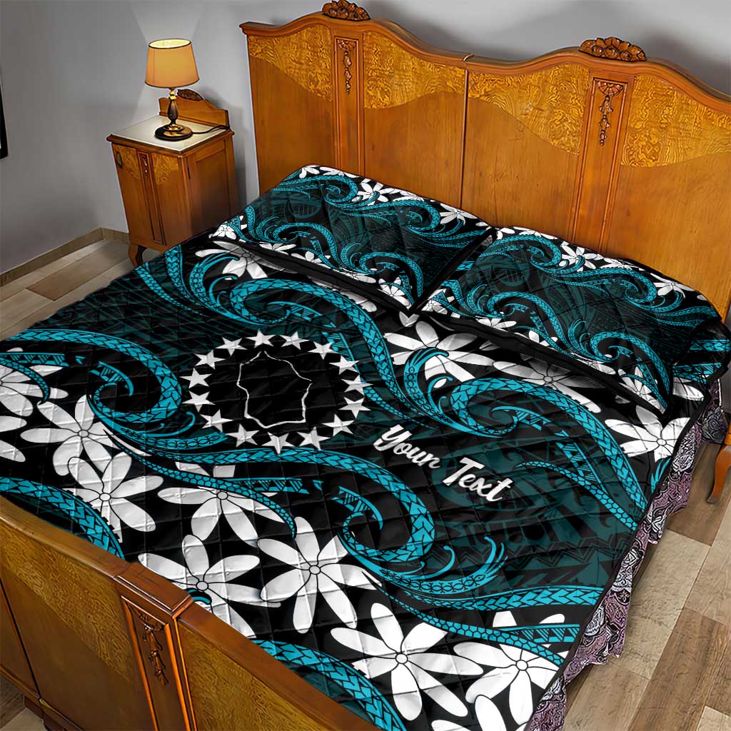 Personalised Cook Islands Penrhyn Atoll Quilt Bed Set Tiare Maori Polynesian Waves Tattoo LT14 - Polynesian Pride