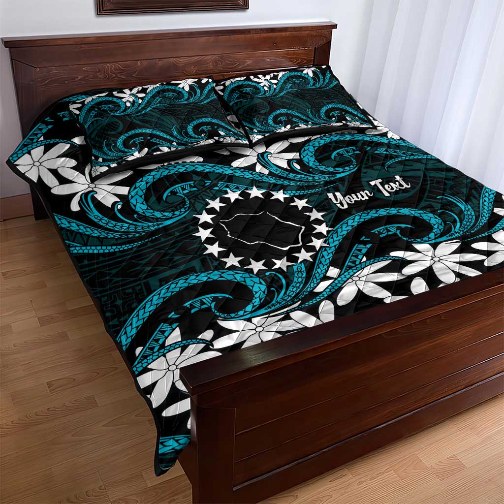 Personalised Cook Islands Penrhyn Atoll Quilt Bed Set Tiare Maori Polynesian Waves Tattoo LT14 - Polynesian Pride