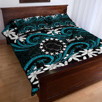 Personalised Cook Islands Penrhyn Atoll Quilt Bed Set Tiare Maori Polynesian Waves Tattoo LT14 - Polynesian Pride