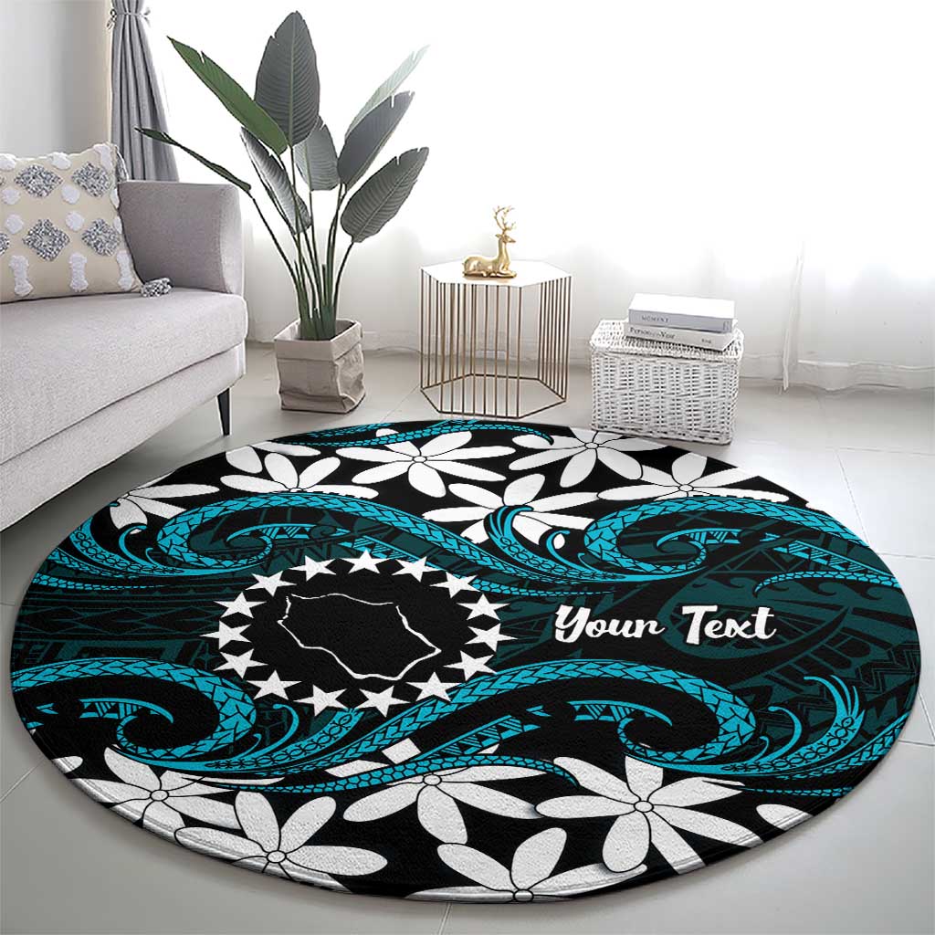 Personalised Cook Islands Penrhyn Atoll Round Carpet Tiare Maori Polynesian Waves Tattoo LT14 - Polynesian Pride