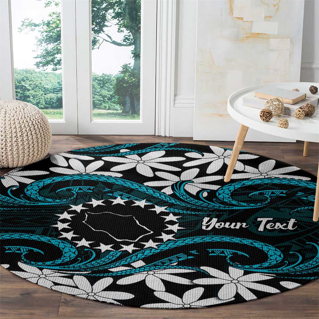 Personalised Cook Islands Penrhyn Atoll Round Carpet Tiare Maori Polynesian Waves Tattoo LT14 - Polynesian Pride