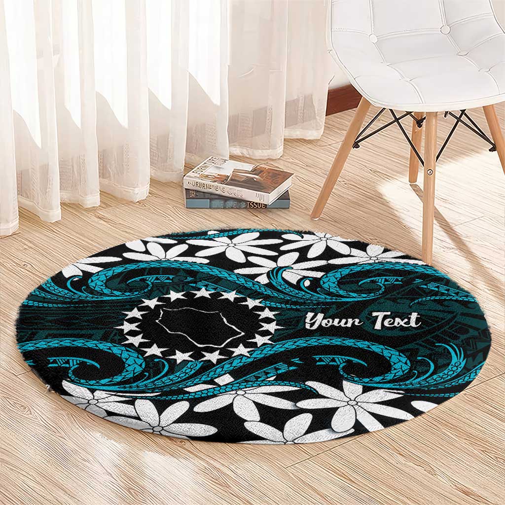 Personalised Cook Islands Penrhyn Atoll Round Carpet Tiare Maori Polynesian Waves Tattoo LT14 - Polynesian Pride