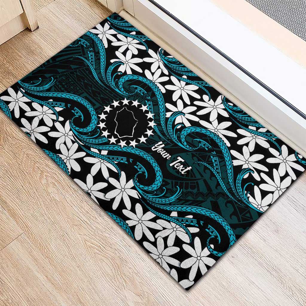 Personalised Cook Islands Penrhyn Atoll Rubber Doormat Tiare Maori Polynesian Waves Tattoo LT14 - Polynesian Pride