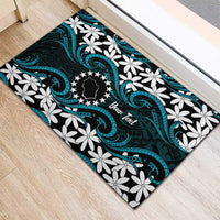Personalised Cook Islands Penrhyn Atoll Rubber Doormat Tiare Maori Polynesian Waves Tattoo LT14 - Polynesian Pride