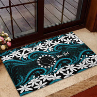 Personalised Cook Islands Penrhyn Atoll Rubber Doormat Tiare Maori Polynesian Waves Tattoo LT14 - Polynesian Pride