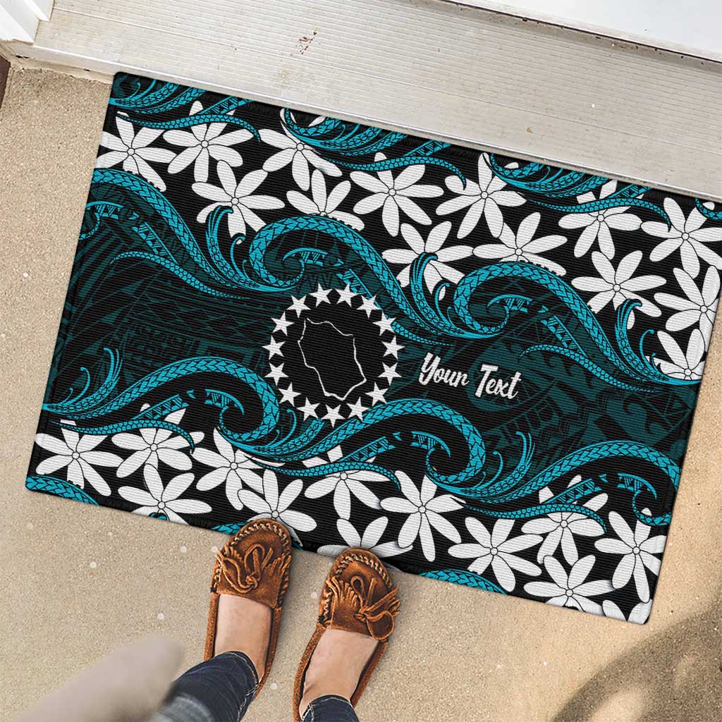 Personalised Cook Islands Penrhyn Atoll Rubber Doormat Tiare Maori Polynesian Waves Tattoo LT14 - Polynesian Pride