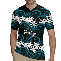 Personalised Cook Islands Penrhyn Atoll Rugby Jersey Tiare Maori Polynesian Waves Tattoo LT14 - Polynesian Pride