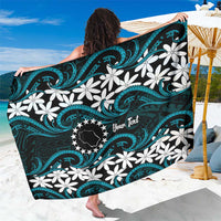 Personalised Cook Islands Penrhyn Atoll Sarong Tiare Maori Polynesian Waves Tattoo LT14 One Size 44 x 66 inches Blue - Polynesian Pride
