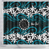 Personalised Cook Islands Penrhyn Atoll Shower Curtain Tiare Maori Polynesian Waves Tattoo