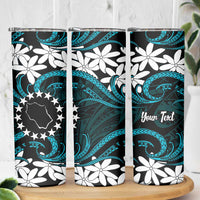 Personalised Cook Islands Penrhyn Atoll Skinny Tumbler Tiare Maori Polynesian Waves Tattoo
