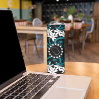 Personalised Cook Islands Penrhyn Atoll Skinny Tumbler Tiare Maori Polynesian Waves Tattoo