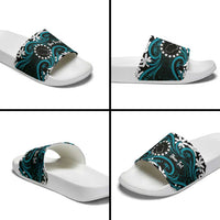 Personalised Cook Islands Penrhyn Atoll Slide Sandals Tiare Maori Polynesian Waves Tattoo LT14 - Polynesian Pride