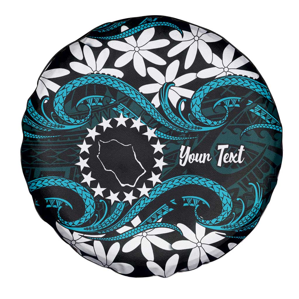 Personalised Cook Islands Penrhyn Atoll Spare Tire Cover Tiare Maori Polynesian Waves Tattoo LT14 - Polynesian Pride