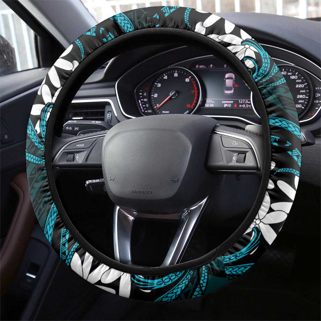 Cook Islands Penrhyn Atoll Steering Wheel Cover Tiare Maori Polynesian Waves Tattoo LT14 - Polynesian Pride