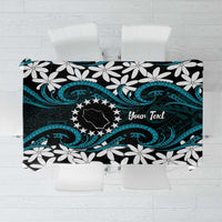 Personalised Cook Islands Penrhyn Atoll Tablecloth Tiare Maori Polynesian Waves Tattoo LT14 Blue - Polynesian Pride