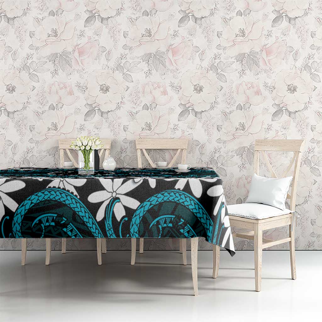 Personalised Cook Islands Penrhyn Atoll Tablecloth Tiare Maori Polynesian Waves Tattoo LT14 - Polynesian Pride