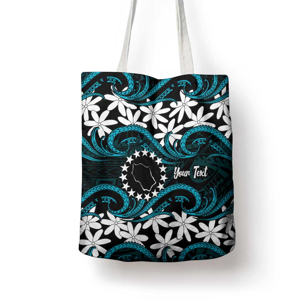 Personalised Cook Islands Penrhyn Atoll Tote Bag Tiare Maori Polynesian Waves Tattoo LT14 - Polynesian Pride