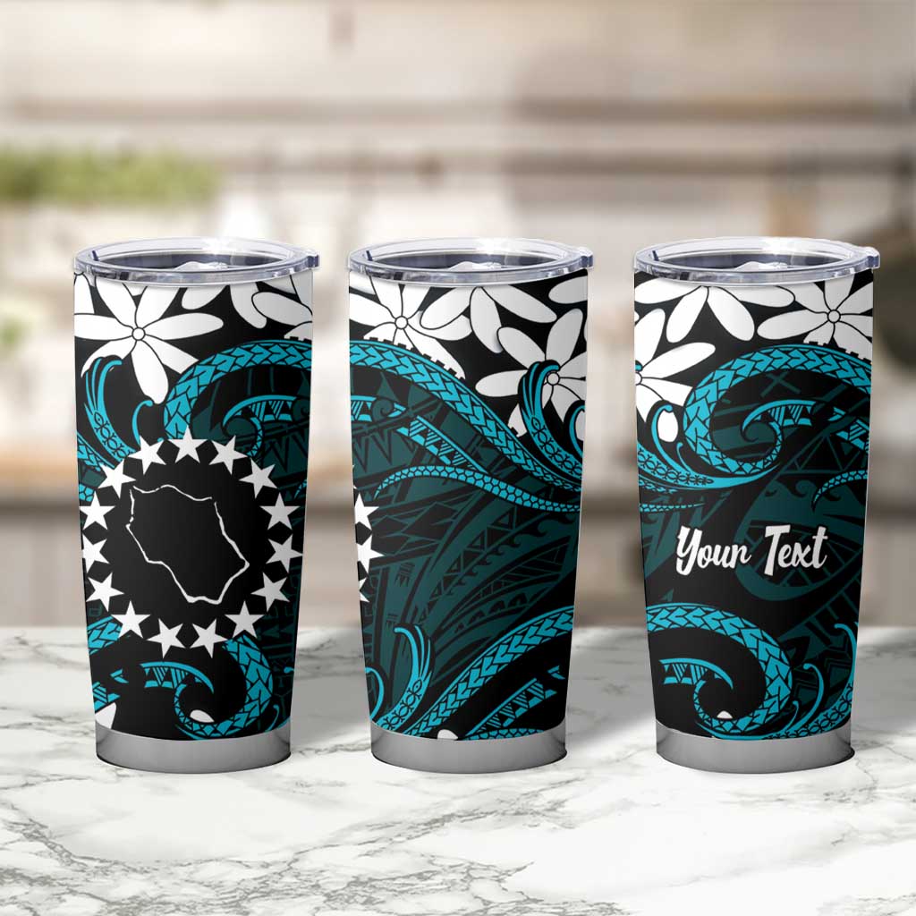 Personalised Cook Islands Penrhyn Atoll Tumbler Cup Tiare Maori Polynesian Waves Tattoo LT14 - Polynesian Pride