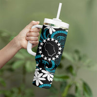 Personalised Cook Islands Penrhyn Atoll Tumbler With Handle Tiare Maori Polynesian Waves Tattoo LT14 - Polynesian Pride