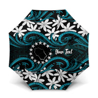 Personalised Cook Islands Penrhyn Atoll Umbrella Tiare Maori Polynesian Waves Tattoo LT14 One Size Folded 11.42 inch Opened Diameter 37.4 inch Blue - Polynesian Pride