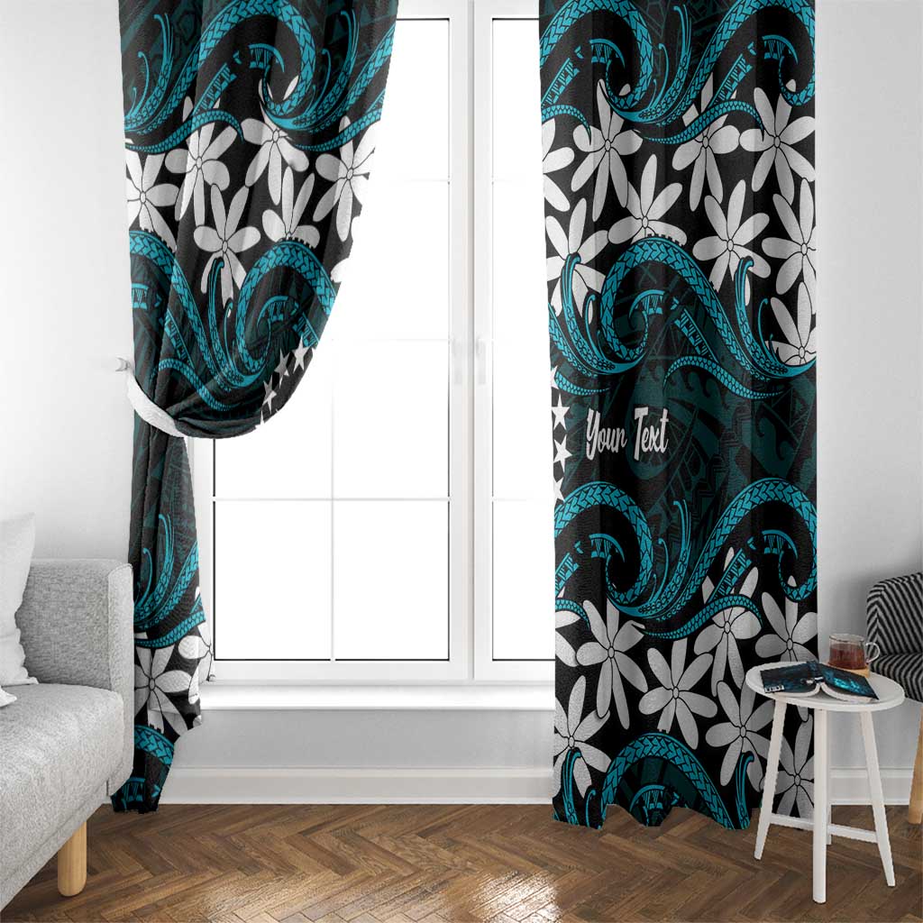 Personalised Cook Islands Penrhyn Atoll Window Curtain Tiare Maori Polynesian Waves Tattoo