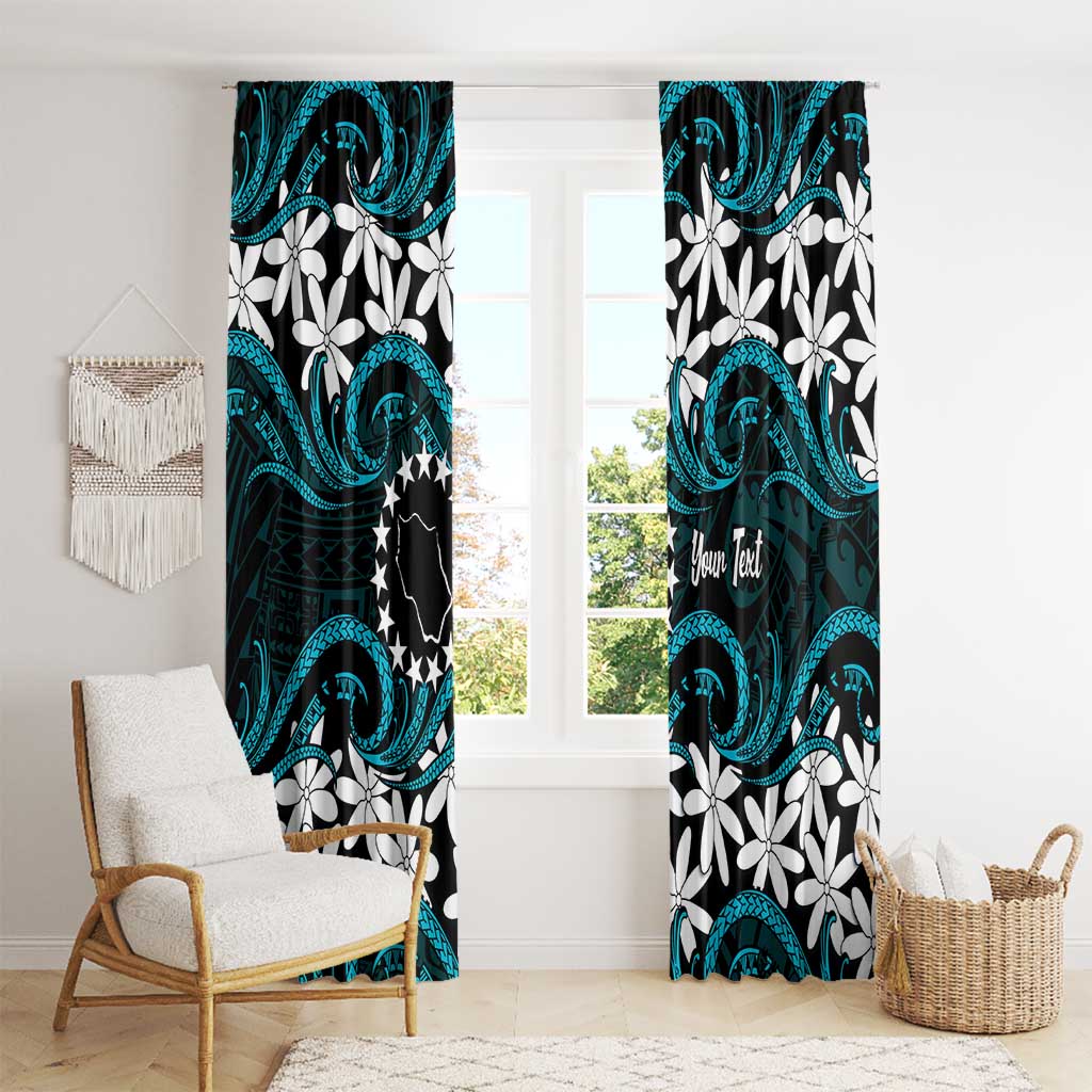 Personalised Cook Islands Penrhyn Atoll Window Curtain Tiare Maori Polynesian Waves Tattoo