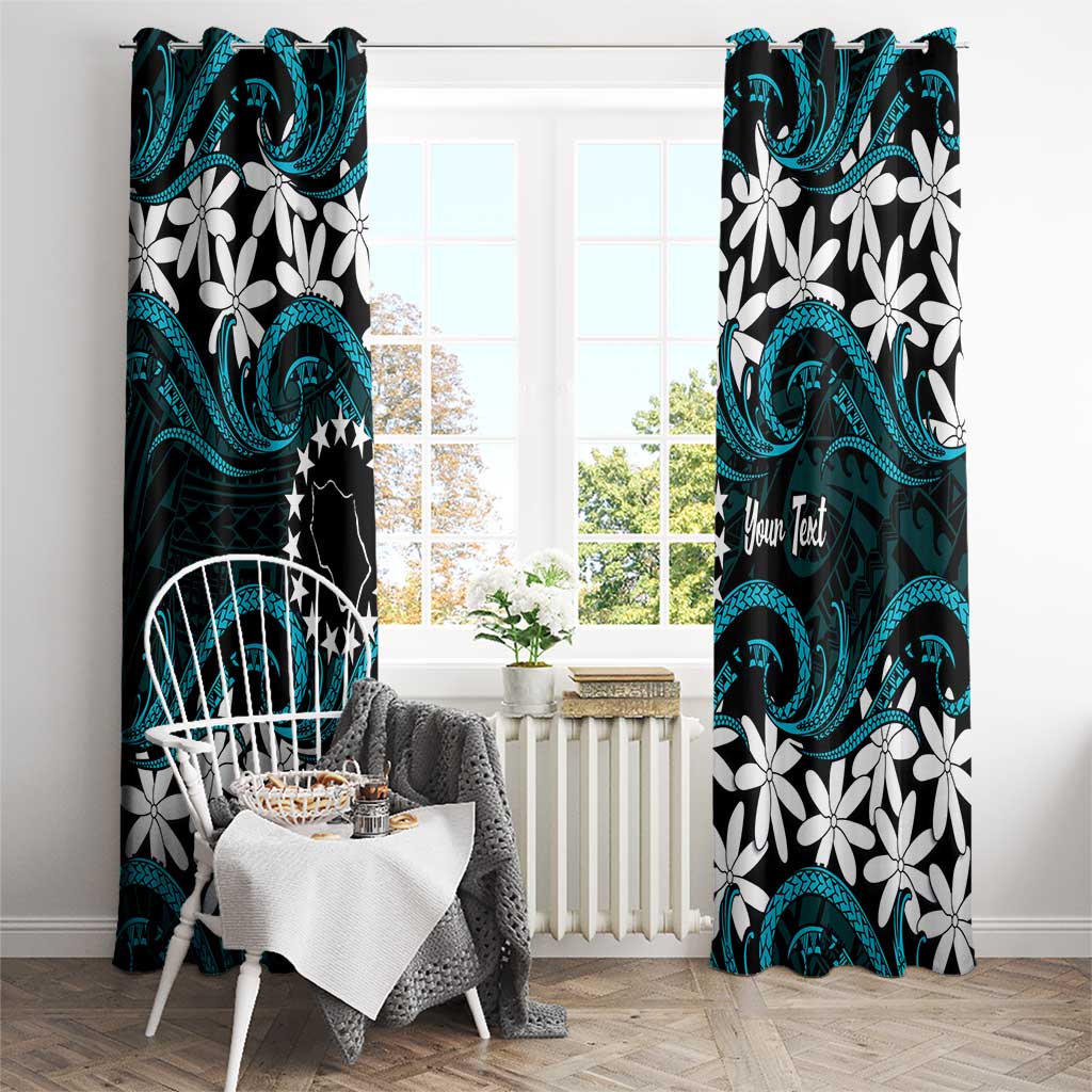 Personalised Cook Islands Penrhyn Atoll Window Curtain Tiare Maori Polynesian Waves Tattoo