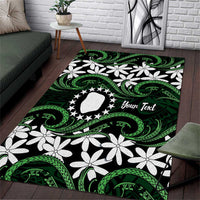 Personalised Cook Islands Mitiaro Area Rug Tiare Maori Polynesian Waves Tattoo LT14 Green - Polynesian Pride