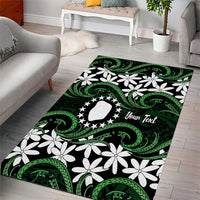 Personalised Cook Islands Mitiaro Area Rug Tiare Maori Polynesian Waves Tattoo LT14 - Polynesian Pride