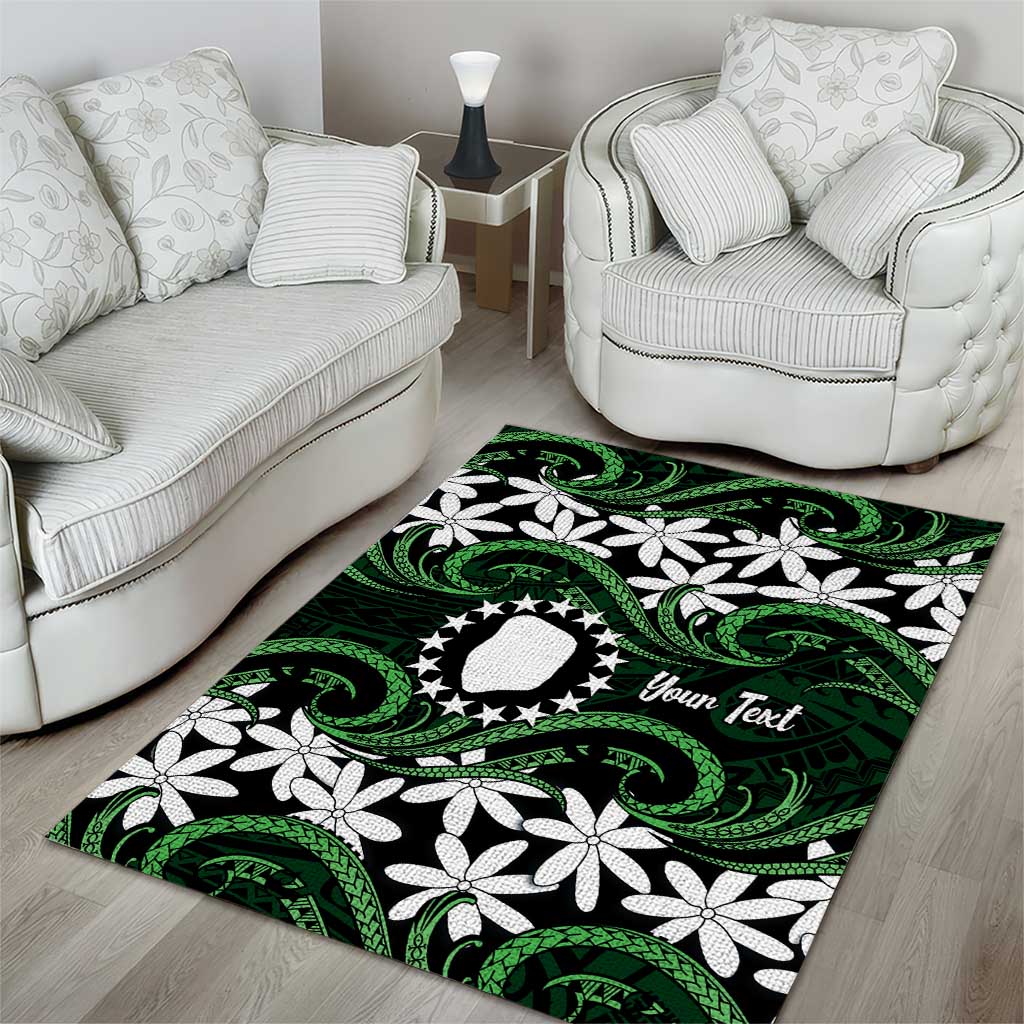 Personalised Cook Islands Mitiaro Area Rug Tiare Maori Polynesian Waves Tattoo LT14 - Polynesian Pride