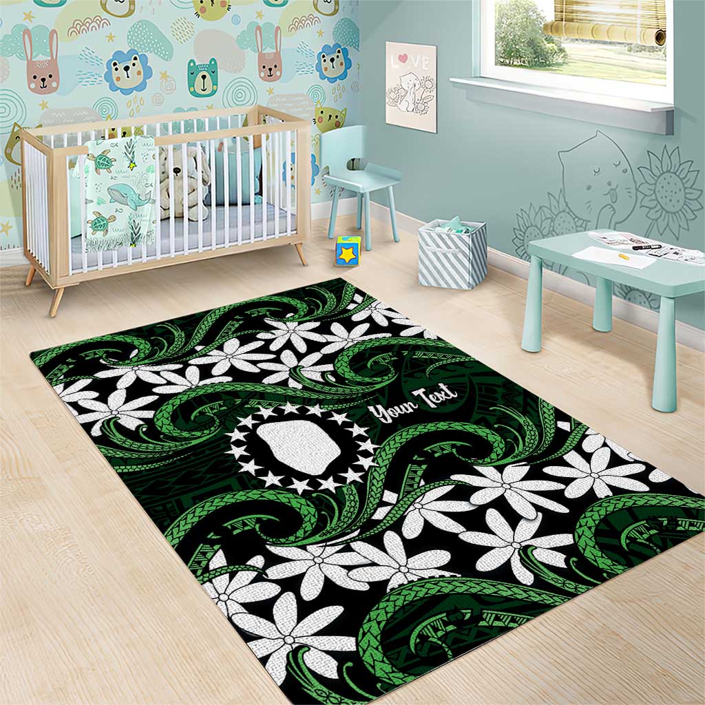 Personalised Cook Islands Mitiaro Area Rug Tiare Maori Polynesian Waves Tattoo LT14 - Polynesian Pride