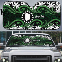 Personalised Cook Islands Mitiaro Auto Sun Shade Tiare Maori Polynesian Waves Tattoo LT14 Green - Polynesian Pride