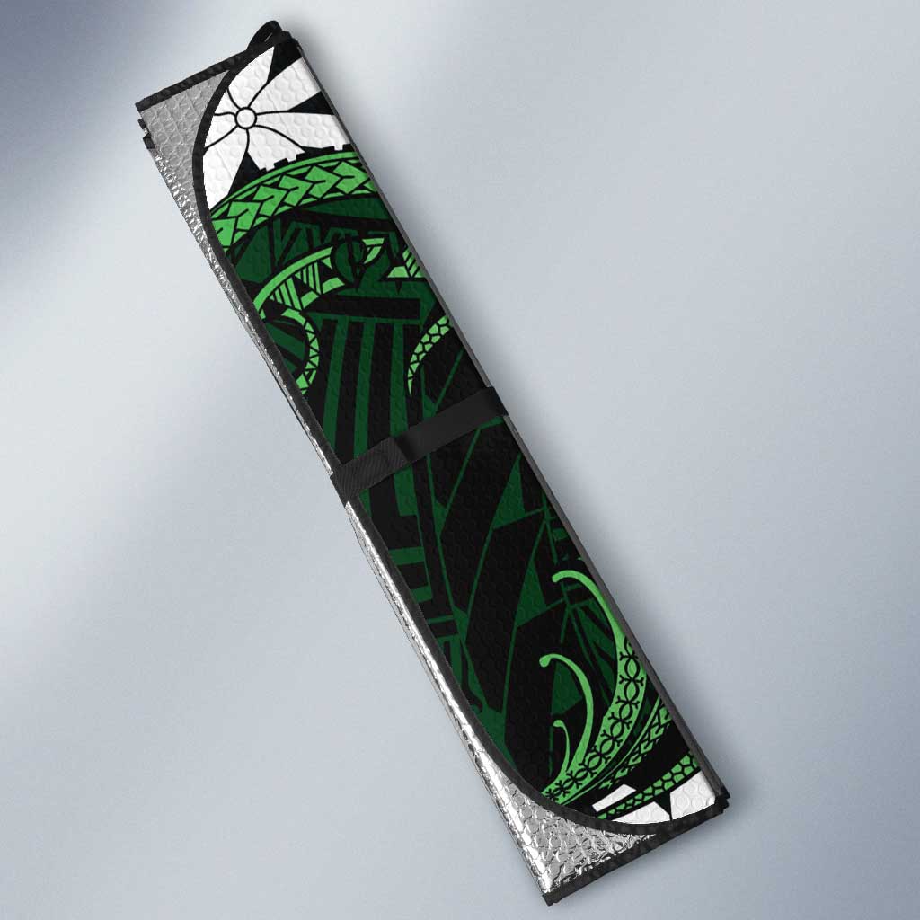 Personalised Cook Islands Mitiaro Auto Sun Shade Tiare Maori Polynesian Waves Tattoo LT14 - Polynesian Pride