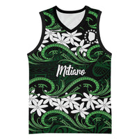 Personalised Cook Islands Mitiaro Basketball Jersey Tiare Maori Polynesian Waves Tattoo