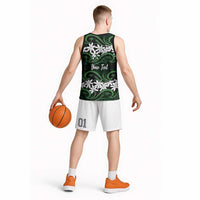 Personalised Cook Islands Mitiaro Basketball Jersey Tiare Maori Polynesian Waves Tattoo