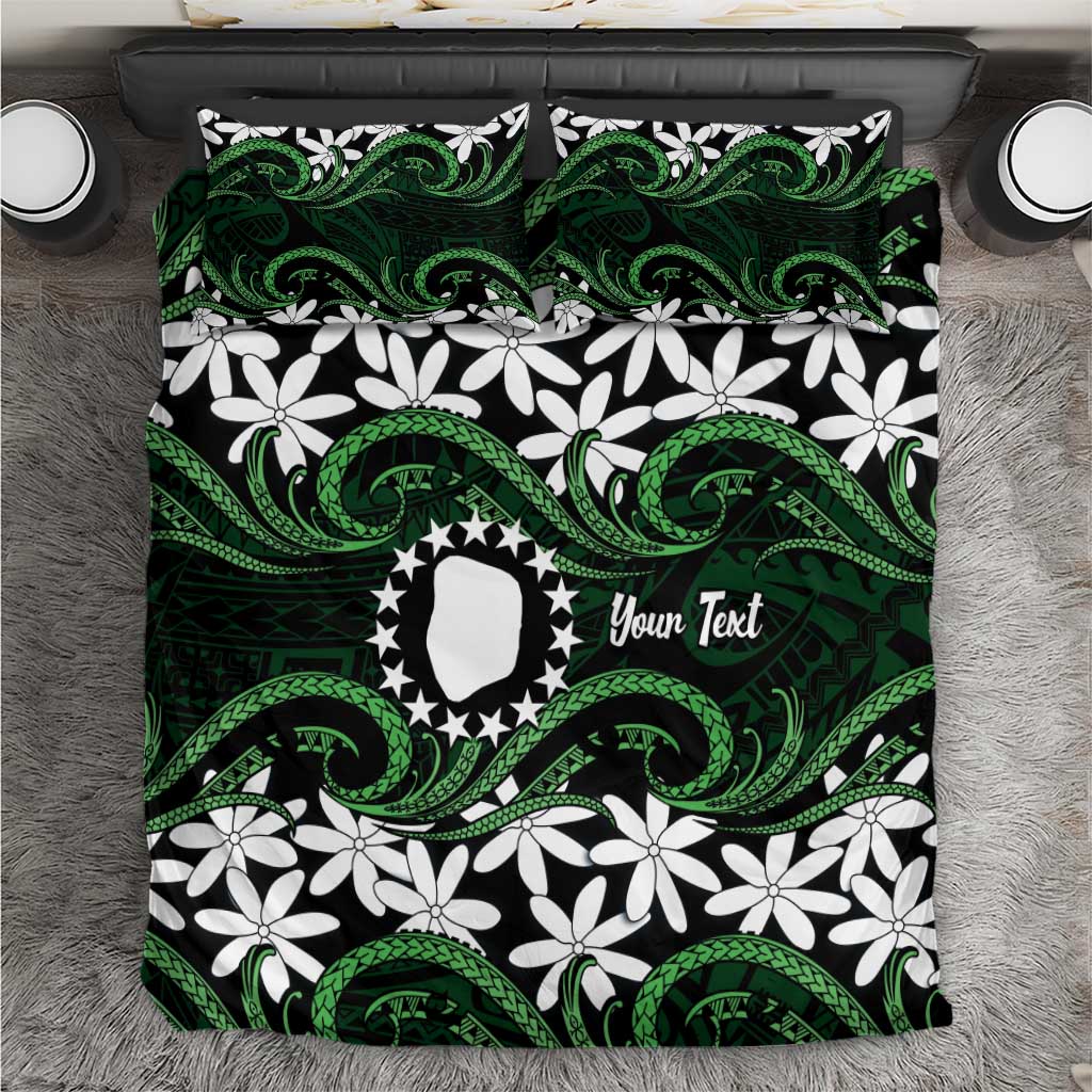 Personalised Cook Islands Mitiaro Bedding Set Tiare Maori Polynesian Waves Tattoo