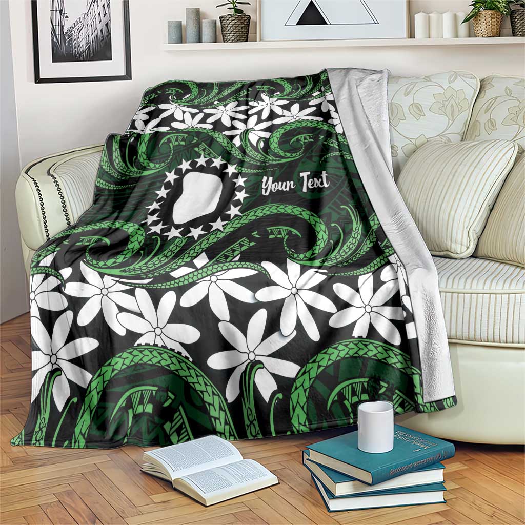 Personalised Cook Islands Mitiaro Blanket Tiare Maori Polynesian Waves Tattoo LT14 Green - Polynesian Pride