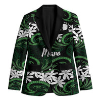 Personalised Cook Islands Mitiaro Blazer Tiare Maori Polynesian Waves Tattoo LT14 Unisex Green - Polynesian Pride