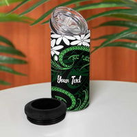 Personalised Cook Islands Mitiaro 4 in 1 Can Cooler Tumbler Tiare Maori Polynesian Waves Tattoo